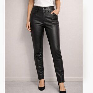 Old Navy OG Straight Leather Pants Women’s Size 0 Black High Rise